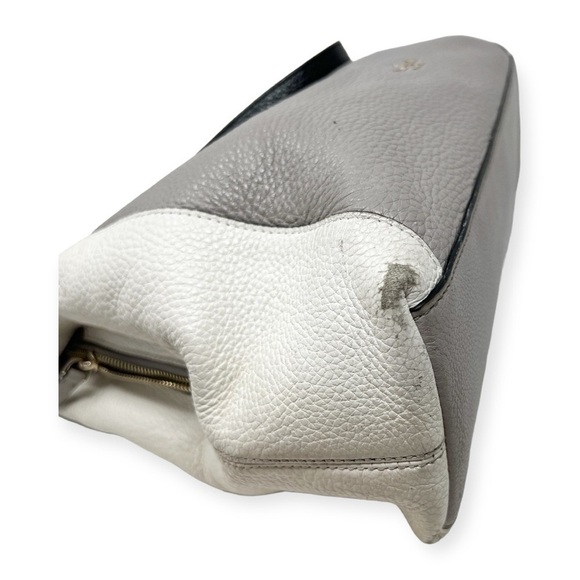 Kate Spade Off White, Black & Grey, Pebbled Leather Satchel Double Handle - Picture 14 of 15